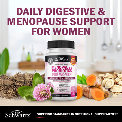 Menopause Supplements for Women - 40 Billion CFU Menopause Probiotics for Women - Support for Hot Flashes Night Sweats Mood Swings and Balance - Non-GMO, 30 Easy-Swallow Capsules, 30 Servings - Maple Wellness Supplements