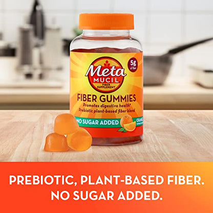 Metamucil Daily Fiber Gummies, Orange Flavored, No Sugar Added, 5g Prebiotic Plant - Maple Wellness Supplements
