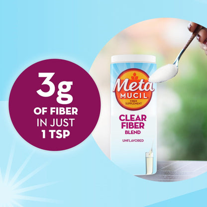 Metamucil Fiber Supplement, Unflavored Clear Mixing Powder, No Grit, No Sugar Added, Plant Based Prebiotic Fiber Supplement - Maple Wellness Supplements