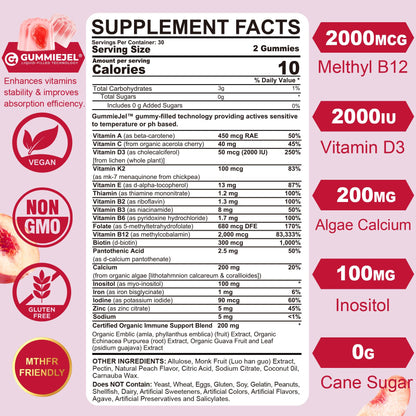 Methylated Multivitamin for Women Gummies, Calcium, D3 K2, Methylfolate & B12, Inositol, Daily Vitamin A C E, B Complex, Biotin, Zinc - Maple Wellness Supplements