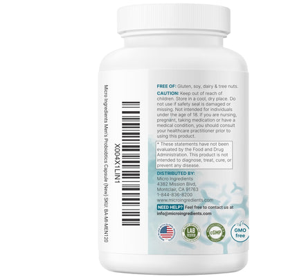 Micro Ingredients Probiotics for Men 100 Billion CFU, 40 Strains, 120 Vegetarian Capsules | Pre, Probiotics, Postbiotics & Enzymes | Pre, Probiotics, Enzymes, Saw Palmetto, Pumpkin Seed & Lycopene - Maple Wellness Supplements