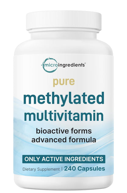 Micro Ingredients Pure Methylated Multivitamin, 240 Capsules | 19-in-1 Formula with Vitamins C, D, B12, Folate, Magnesium - Maple Wellness Supplements