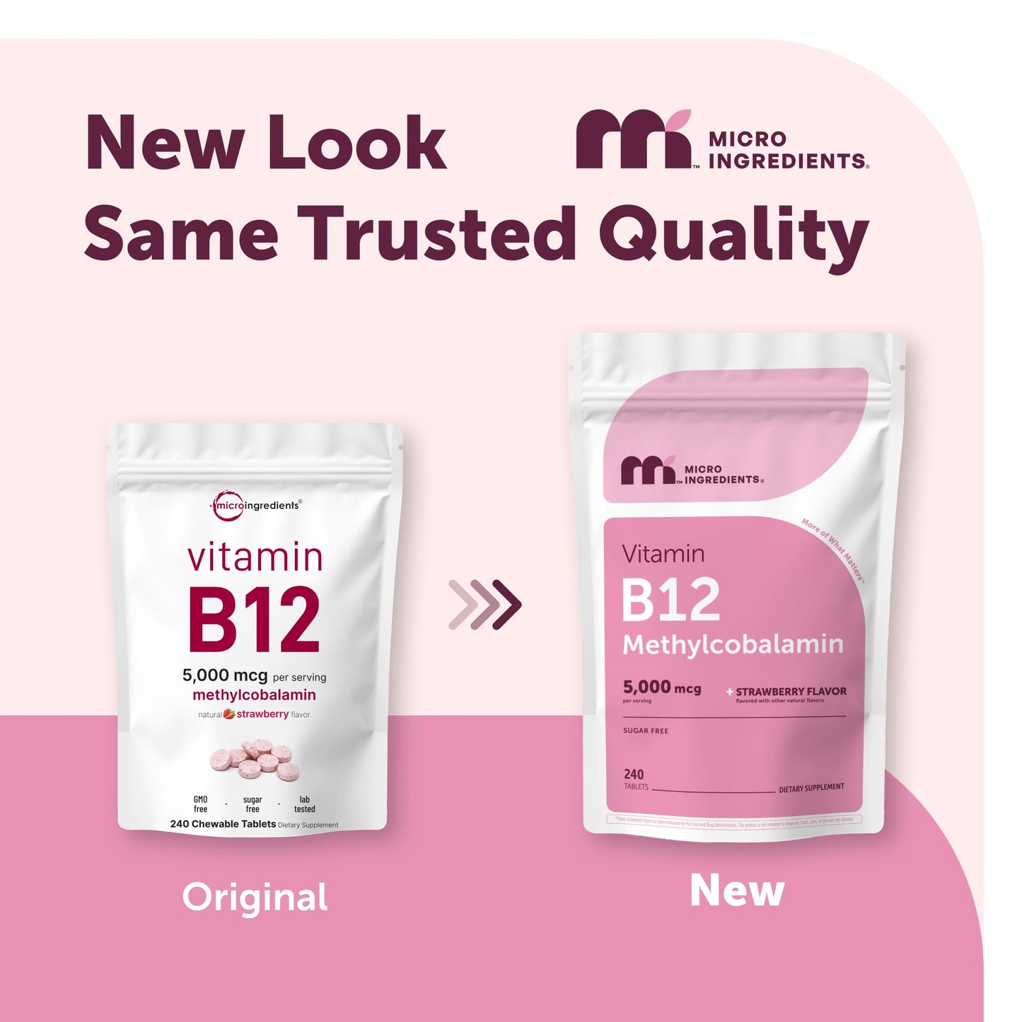 Micro Ingredients Vitamin B12 5,000 mcg | Methylcobalamin – 240 Chewable Tablets | Fast Dissolve, Natural Strawberry Flavor - Maple Wellness Supplements