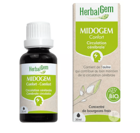 Midogem Confort Flacon 50 ml Complexe Circulation cérébrale / Migraines BIO GC24 HERBALGEM - Maple Wellness Supplements