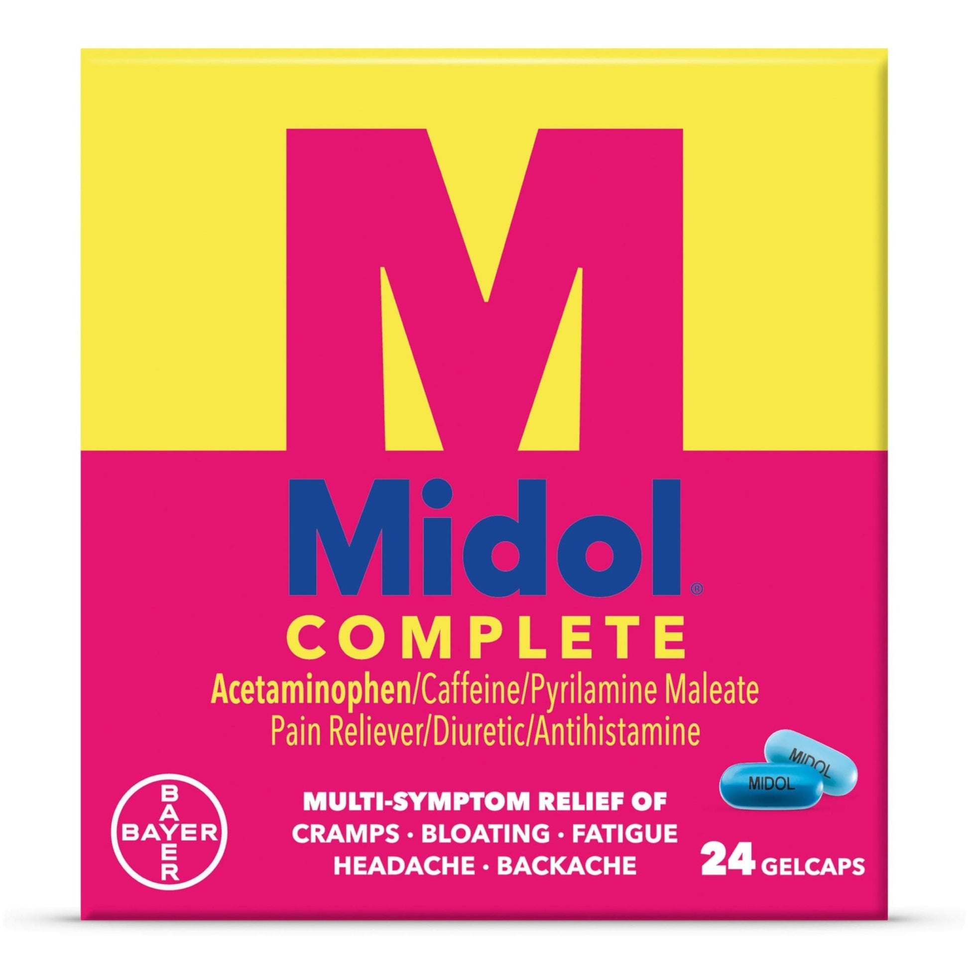 Midol Complete Gelcaps 24ct: Midol Complete Menstrual Pain Relief Gelcaps with Acetaminophen for Menstrual Symptom, PMS Relief, and Period Cramp Relief - 24 Count - Maple Wellness Supplements