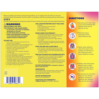 Midol Heat Vibes Menstrual Pain Relief Heat Patches - 6 Count Pack for Period Cramps and Backache - Maple Wellness Supplements