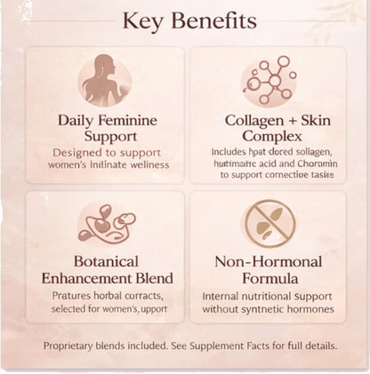 MINANATURALS VELVIRA Feminine Wellness Support Supplement for Women Herbal Rejuvenation Formula with Vitamins, Amino Acids & Collagen 30 Tablets - Maple Wellness Supplements
