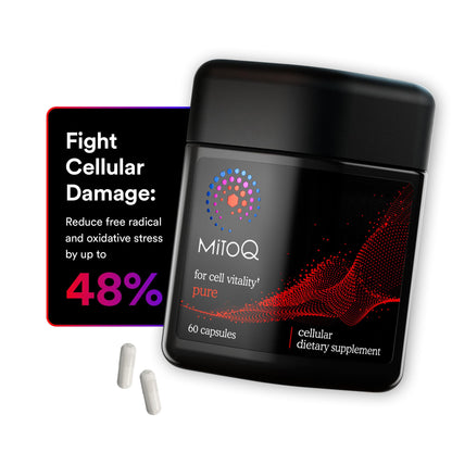 MitoQ Pure Advanced Mitochondria Supplement Superior Bioavailability to CoQ10 | Reduces Free Radical Damage for Healthy Aging, Metabolism, Heart Health, Energy, Strength & Mobility - Maple Wellness Supplements