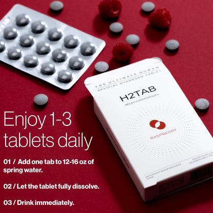 Molecular H2TAB Hydrogen Water Tablets with Magnesium -12 PPM Hydrogen Tablets for Drinking Water -Rich in Antioxidants, Supports Cellular Health, Recovery & Cognitive Function (30 Counts, Raspberry) - Maple Wellness Supplements
