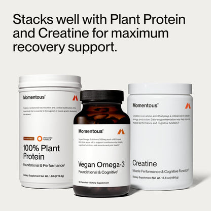 Momentous Vegan Omega-3 - Plant-Based EPA & DHA Supplement for Men & Women - Sourced from Algae Oil - Supports Heart, Joint, & Brain Health - NSF Certified for Sport - 1,000 mg - 30 Servings - Maple Wellness Supplements