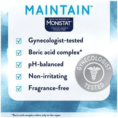 Monistat Maintain Boric Acid Odor Control Kit, 10 Feminine Wipes & 10 Boric Acid Suppositories for Women, Fragrance-Free and Non-Irritating pH Balanced Formulas to Control Vaginal Odor - Maple Wellness Supplements