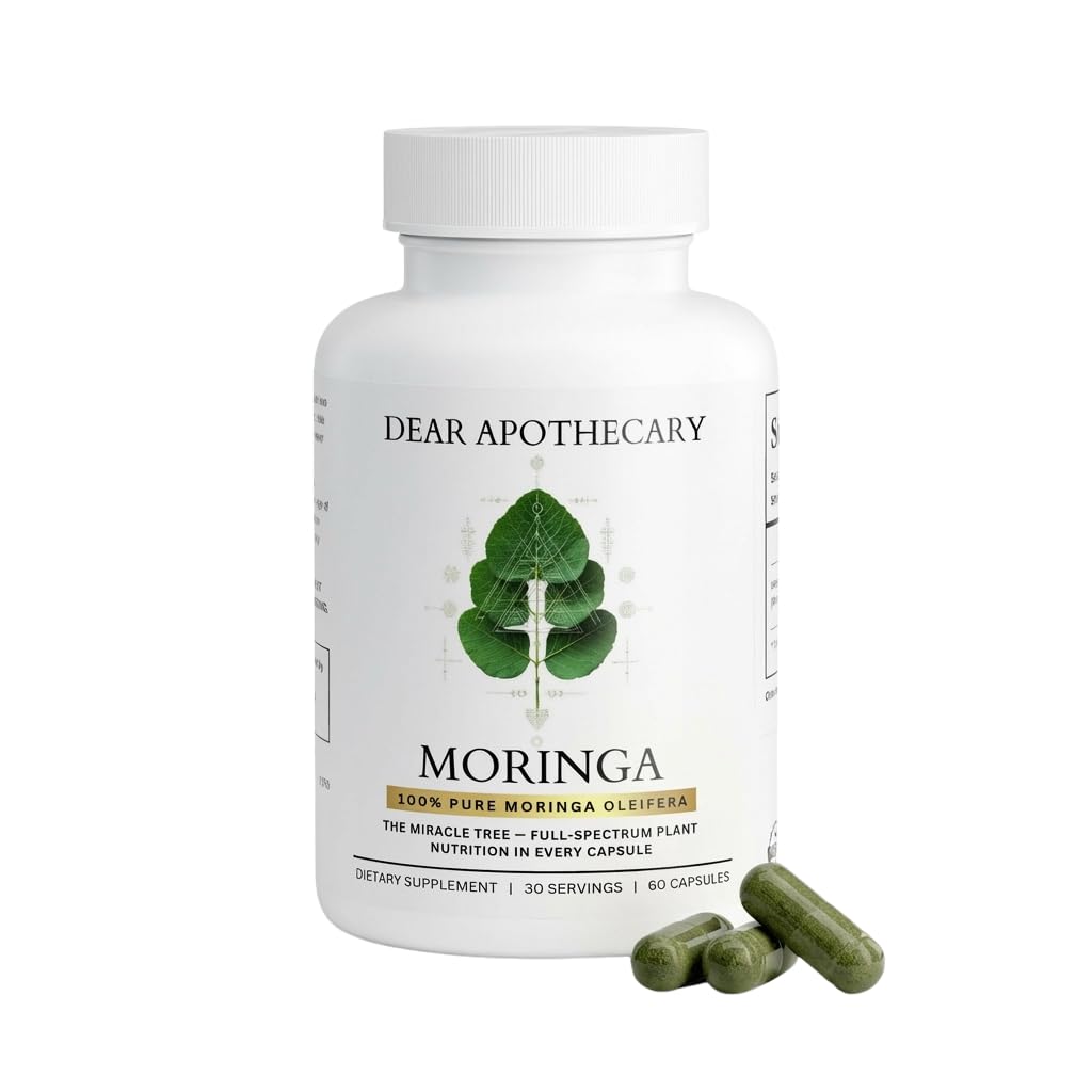 Moringa Oleifera Capsules 800mg - Pure Leaf Powder Superfood with Antioxidants Vitamins Minerals Amino Acids - Energy Immune Support Green Supplement for Men Women - Maple Wellness Supplements