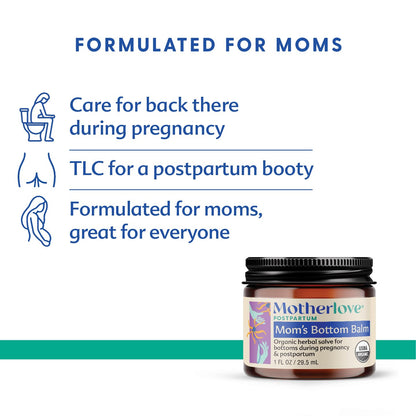 Motherlove Mom's Bottom Balm (1 oz) Organic Herbal Salve w/Witch Hazel for Bottoms During Pregnancy & Postpartum —Non-GMO Ointment - Maple Wellness Supplements