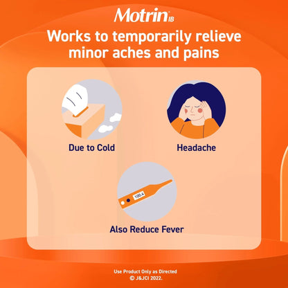 Motrin IB, Ibuprofen 200mg Tablets, Pain Reliever & Fever Reducer for Muscular Aches, Headache, Backache, Menstrual Cramps & Minor Arthritis Pain, NSAID, 100 Ct - Maple Wellness Supplements