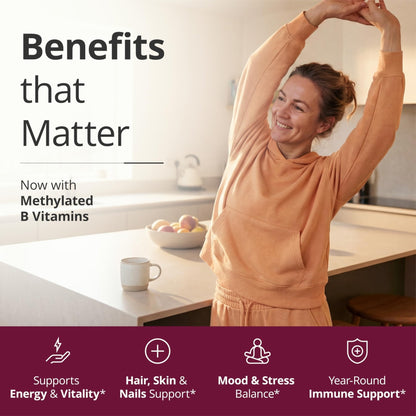 Multivitamin for Women with Methylated Vitamins and Chelated Minerals for Energy, Focus and Immune Health - Maple Wellness Supplements