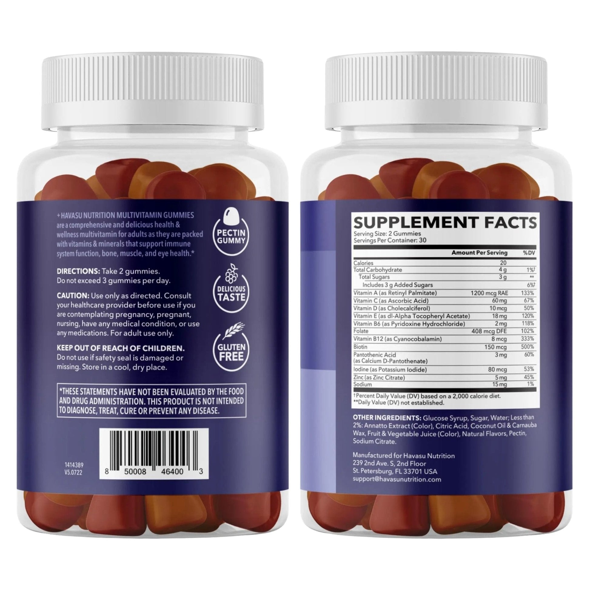 Multivitamin Gummies for Adults - Daily Gummy with Vitamin C, D, and Zinc for Men and Women - 60 Count - GLP-1 Nutritional Support - Maple Wellness Supplements