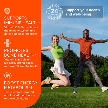 Multivitamin Supplement | Complex with Vitamin A, C, D, E, K1, B, Zinc & Chromium | Hair, Skin & Nail Beauty Vitamins | Immune Support Supplements for Men & Women | 60 Capsules - Maple Wellness Supplements