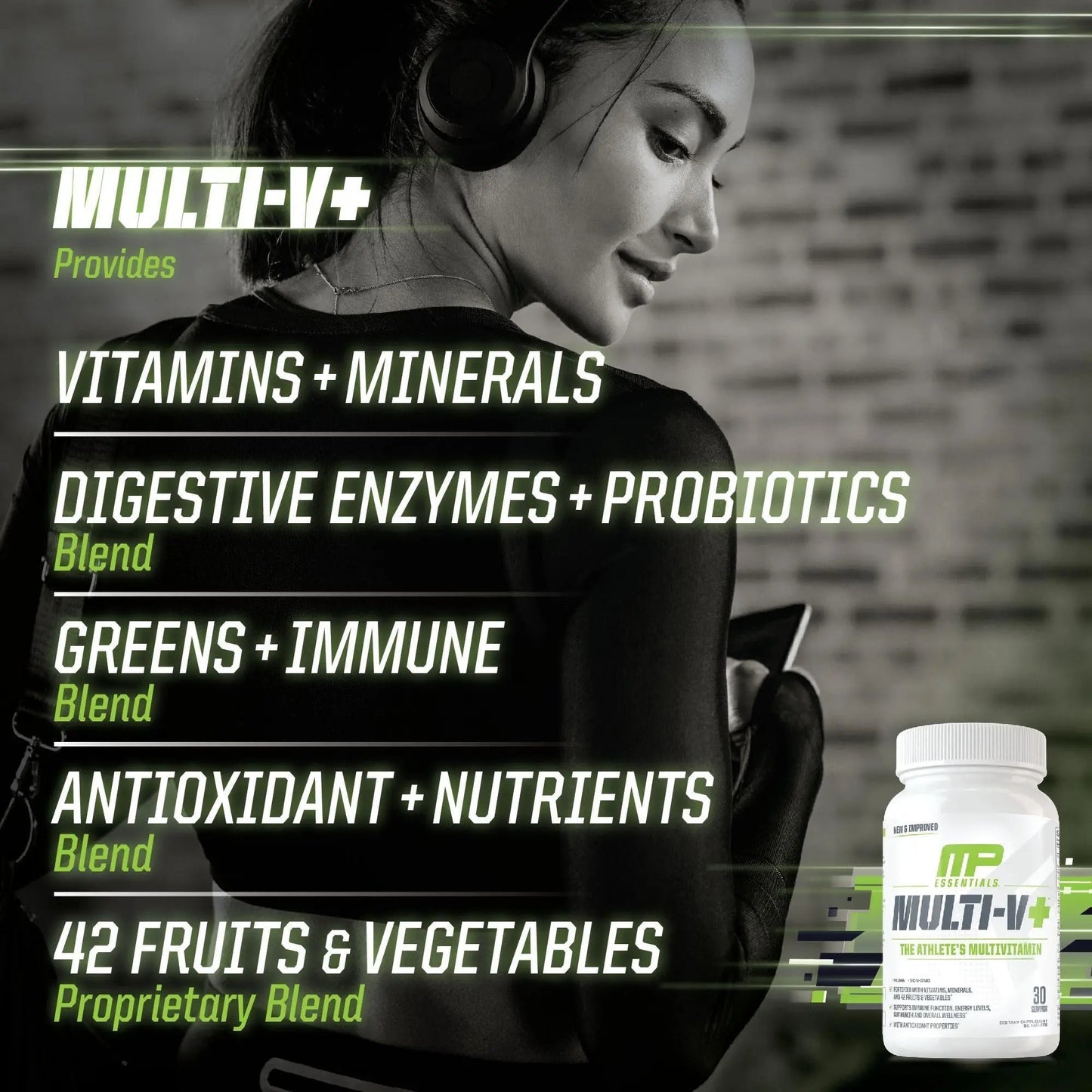 Muscle Pharm Essentials Multi-V+, The Athlete's Multi-Vitamin, Enhanced Energy, Performance & Immune Health, Daily Multivitamin for Men & Women - Maple Wellness Supplements