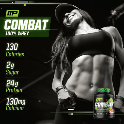 MusclePharm Combat 100% Whey Protein Powder, Strawberry Cream Flavor - Maple Wellness Supplements