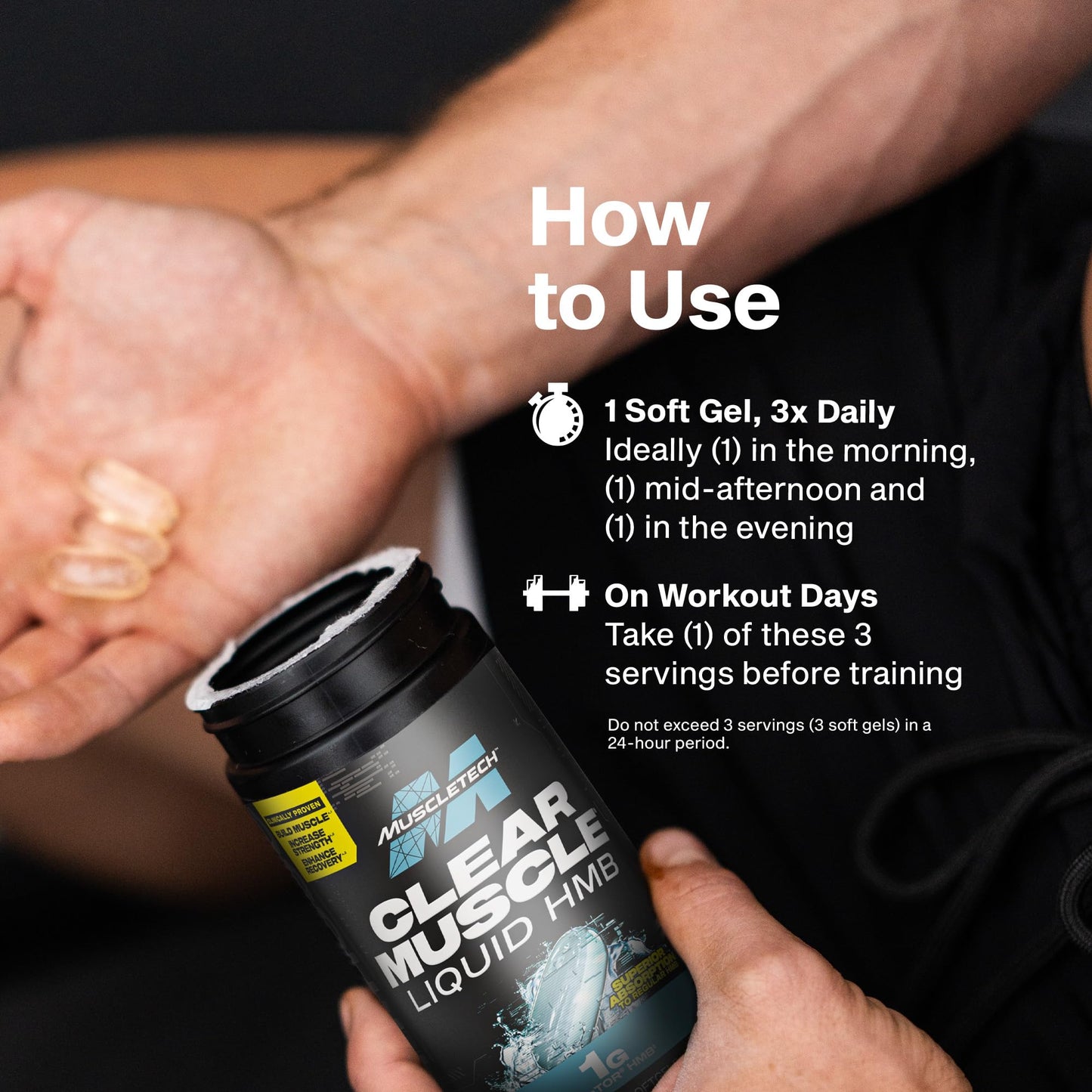 Muscletech HMB Supplements 1000mg, Clear Muscle (42 Liquid Softgels) - Highest Grade HMB for Lean Muscle & Recovery-HMB Free Acid Muscle Supplement-Help Decrease - Maple Wellness Supplements