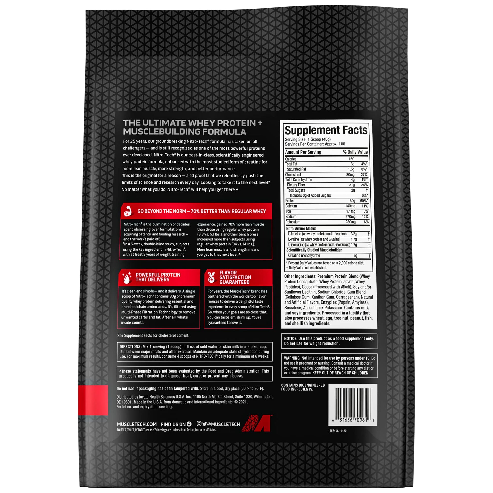 Muscletech Whey Protein Powder (Milk Chocolate, 10 Pound) - Nitro-Tech Muscle Building - Maple Wellness Supplements