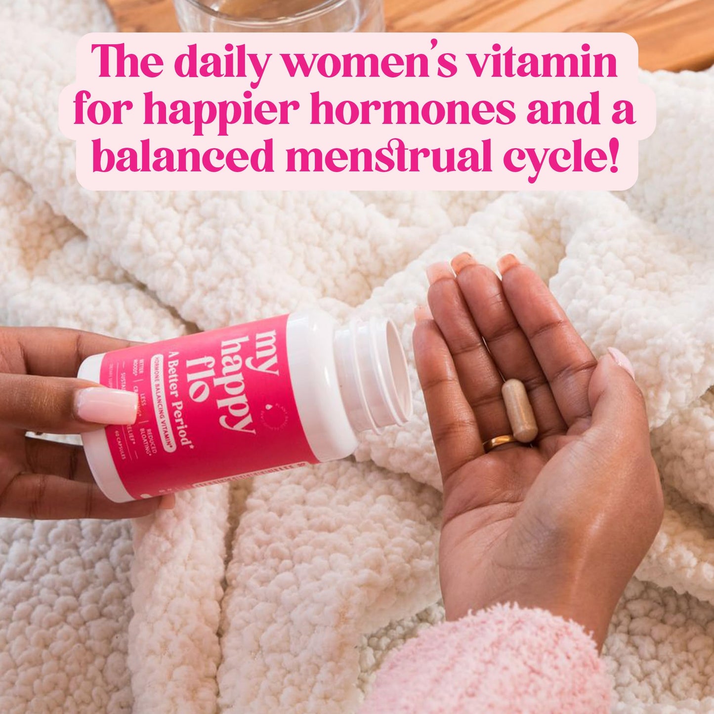 My Happy Flo PMS Support Supplement for Women with Iron, PMS Relief Hormone Support for Women, 10-in-1 PMDD Supplements for Women | DIM & I3C Indole-3-Carbinol for Cramp Relief, Heavy Flow - 60 Caps - Maple Wellness Supplements