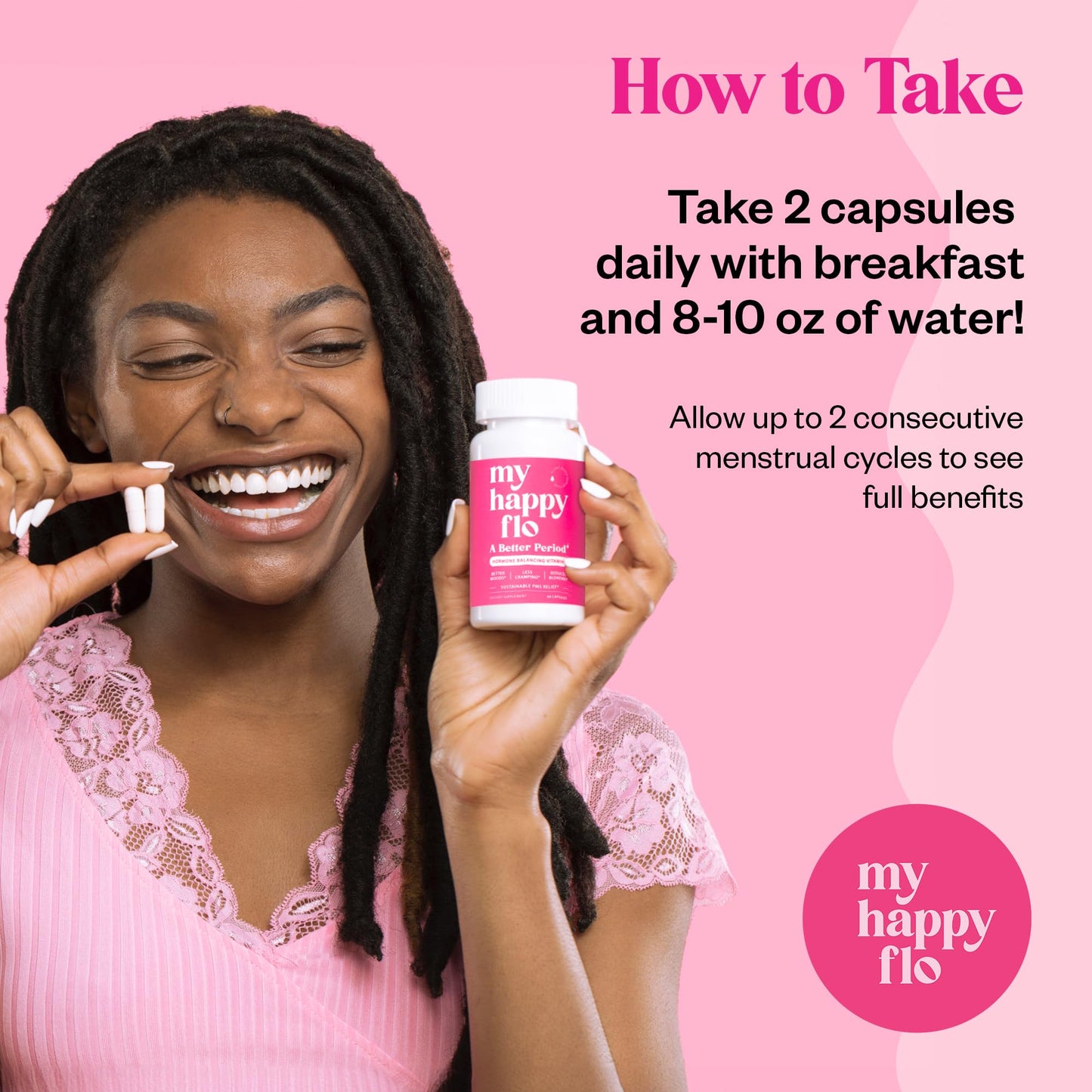 My Happy Flo PMS Support Supplement for Women with Iron, PMS Relief Hormone Support for Women, 10-in-1 PMDD Supplements for Women | DIM & I3C Indole-3-Carbinol for Cramp Relief, Heavy Flow - 60 Caps - Maple Wellness Supplements