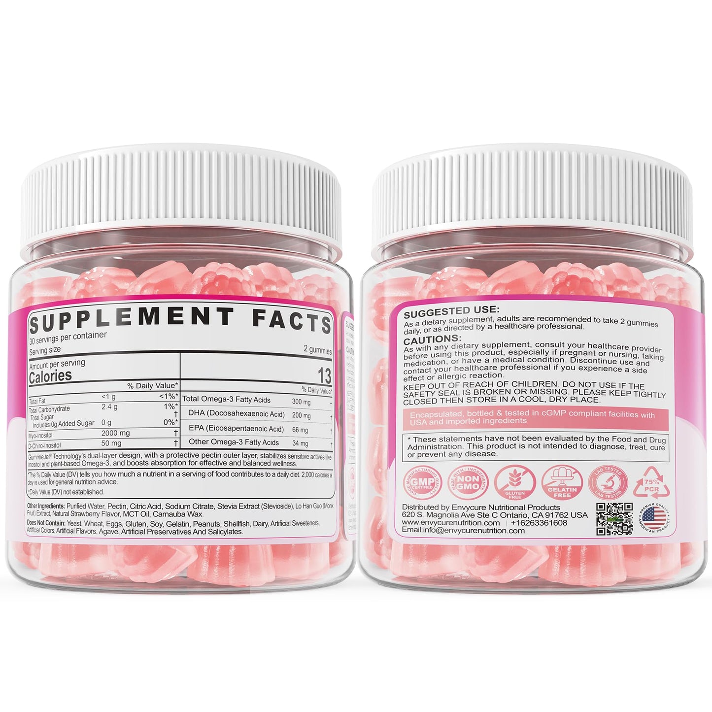 Myo-Inositol & D-Chiro Ideal 40:1, Inositol + Omega-3(3:1) Gummies, Hormone Balance for Women | Sugar Free Inositol Gummies w/Omega 3 DHA:EPA (3:1), Inositol Supplement for Cycle Health, Vegan, 60 Ct - Maple Wellness Supplements
