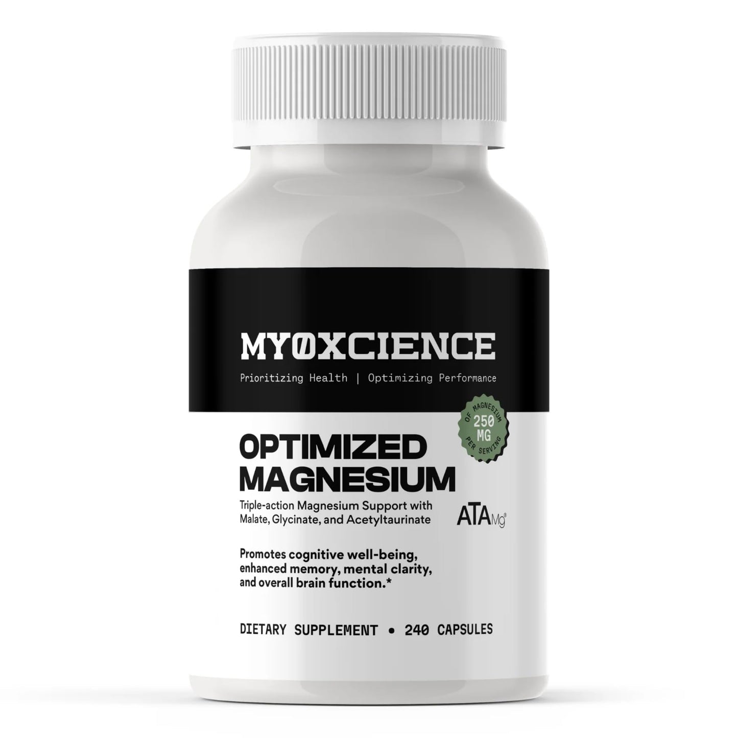 MYOXCIENCE Optimized Magnesium Glycinate + Magnesium Taurate (as ATAmag®) for High Brain Bioavailability to Support Stress Relief and Sleep | 80 Servings - Maple Wellness Supplements