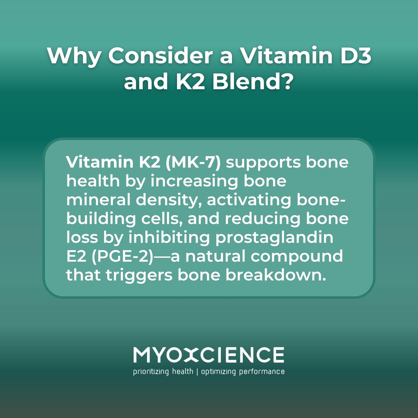 MYOXCIENCE Vitamin D3 + K2 Essential Micronutrients | Vitamin D3 5,000 IU | Vitamin K2 as MK-7 90 mcg (90 Vegetarian Capsules) - Maple Wellness Supplements