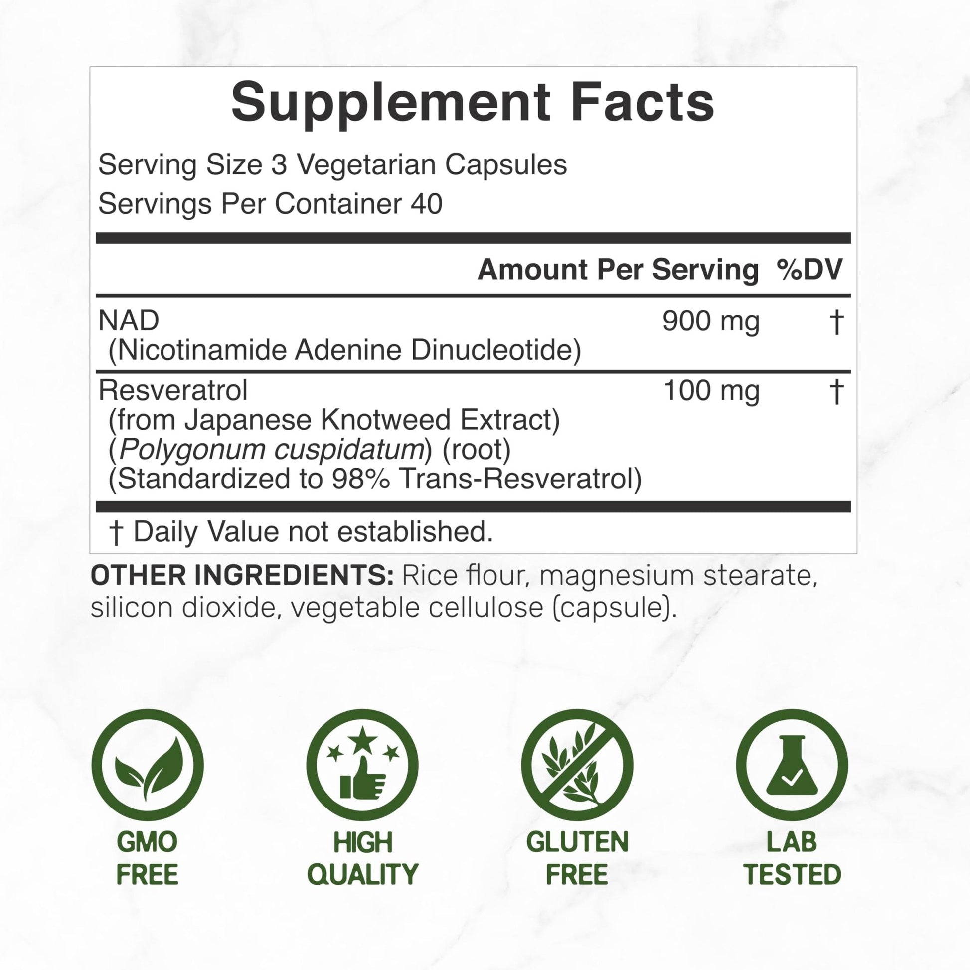 NAD+ Resveratrol Supplement 1,000mg Per Serving, 120 Veggie Capsules | 2-in-1 Extra Strength NMN Supplement Alternative | NAD Supplements for Women & Men | Non-GMO, Gluten Free - Maple Wellness Supplements
