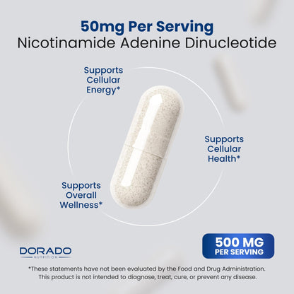 NAD Supplement (500mg of 95% Pure NAD+ Per Serving) NMN Supplement, NAD Nicotinamide Riboside Support (Third Party Tested, Vegan Safe, Non-GMO, No Fillers, & Made in the USA - 30 Vegan Capsules) - Maple Wellness Supplements