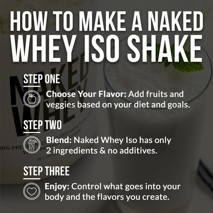 NAKED Chocolate Whey Isolate Protein - Only 6 Ingredients, 30g Grass-Fed Protein, Undenatured, No GMO, No Soy, Gluten-Free, No Preservatives - 24 Servings - Maple Wellness Supplements