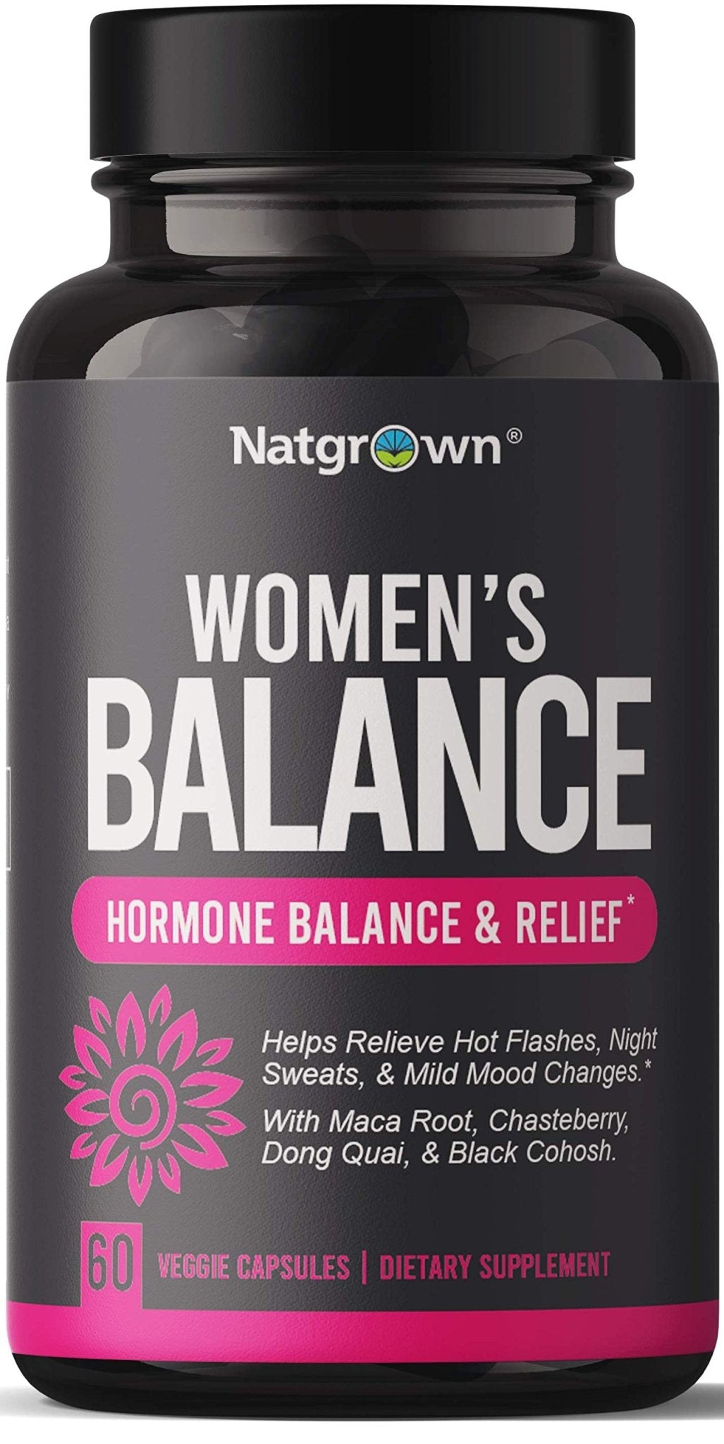 Natgrown Hormone Balance for Women PMS & Menopause Supplement for Fertility Hormonal & Menstrual Support, Helps Relief Hot Flashes - Maca Root, Vitex, Dong Quai & Black Cohosh Complex -Vegan Capsules - Maple Wellness Supplements