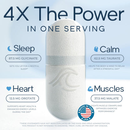 Natural Flow 4X Magnesium Supplement, Magnesium Glycinate, Taurate, Malate, Orotate Complex, Calm Sleep and Cramp Support Blend, No Mag Citrate or Oxide, 120 Capsules - Maple Wellness Supplements
