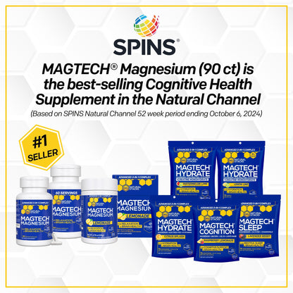 NATURAL STACKS Magtech Magnesium Hydrate + Creatine - Sugar Free Electrolyte Drink - Magtein Magnesium L-Threonate, Glycinate & Taurate - Supports Hydration & Cellular Energy - 14 Hydration Packets - Maple Wellness Supplements