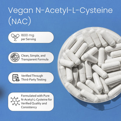 NaturaLife Labs N-Acetyl-L-Cysteine (NAC) 1600 mg – 100 Capsules - Vegan, Non-GMO & Gluten-Free - Maple Wellness Supplements