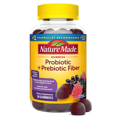 Nature Made Probiotic + Prebiotic Fiber Gummies for Daily Gut Health, Fiber Supplement with Probiotics for Digestive Health Support - Maple Wellness Supplements