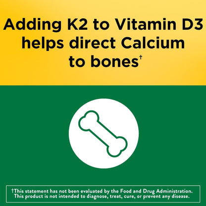 Nature Made Vitamin D3 K2 Supplement, 5000 IU (125 mcg) Vitamin D for Bone, Teeth, Muscle and Immune Support - Maple Wellness Supplements
