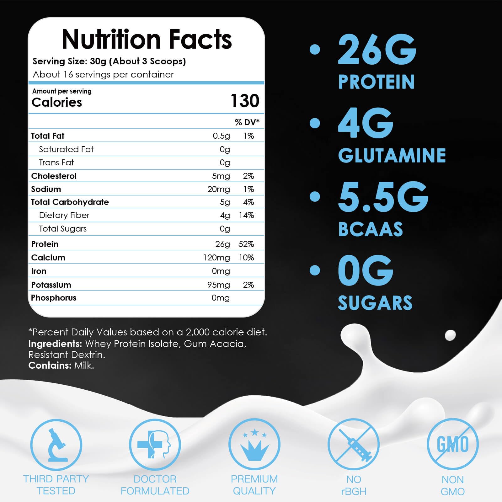 NATURE TARGET Unflavored Whey Protein Isolate - 26g Protein, 0g Sugar, Keto Friendly - No rBGH, Grass Fed - Perfect for Coffee, Baking & Smoothies - 1.10 LB (16 Servings) - Maple Wellness Supplements