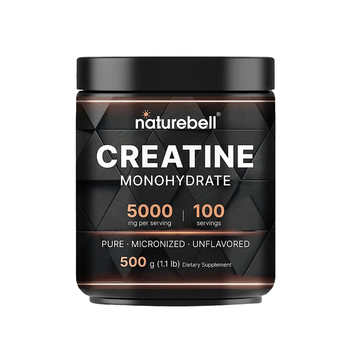 NatureBell Creatine Monohydrate Powder - 500g - Micronized Powder - Delivers 5,000mg Creatine Per Serving - Pre-Workout or Post-Workout Support* - Maple Wellness Supplements