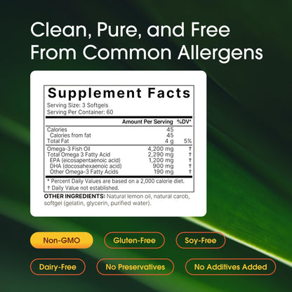NatureBell Omega-3 Fish Oil - 180 Softgels - Support for Joint, Brain & Heart Health* - with EPA & DHA - No Burps or Fishy Aftertaste - Non-GMO & Mercury-Free Formula - Lemon Flavor - Maple Wellness Supplements