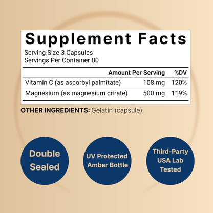 NatureBell Pure Magnesium Citrate 500mg per 3 Capsules Serving Size, 240 Capsules per Bottle - Maple Wellness Supplements
