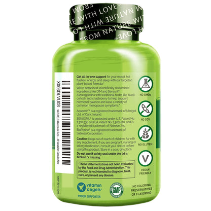 NATURELO Menopause Supplements for Women, Herbal Blend with Black Cohosh for Menopause Hot Flashes Advanced Estrogen Multi-Symptom Formula 90 Capsules - Maple Wellness Supplements