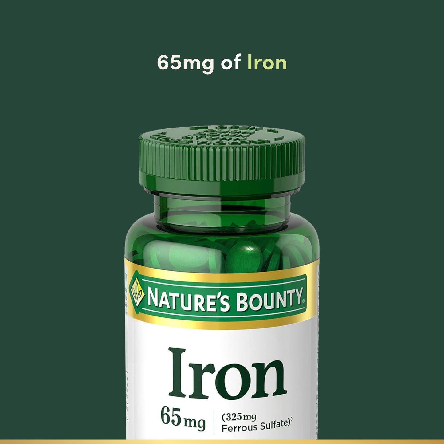 Nature’s Bounty Iron 65mg, 325 mg Ferrous Sulfate, Cellular Energy Support, Promotes Normal Red Blood Cell Production - Maple Wellness Supplements