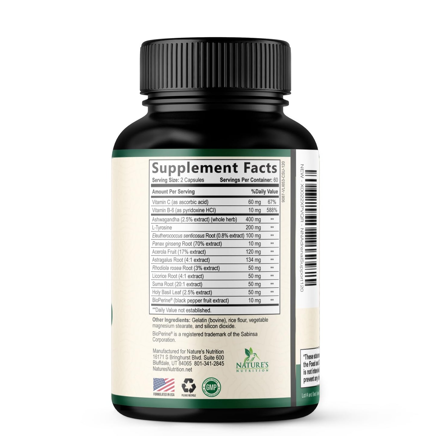 Nature's Nutrition Adrenal Support Supplements Cortex Complex, Best Energy Supplement, Supports Health & Energy Levels, Daily Ashwagandha for Women & Men, Supports Immune System, 120 Capsules - Maple Wellness Supplements
