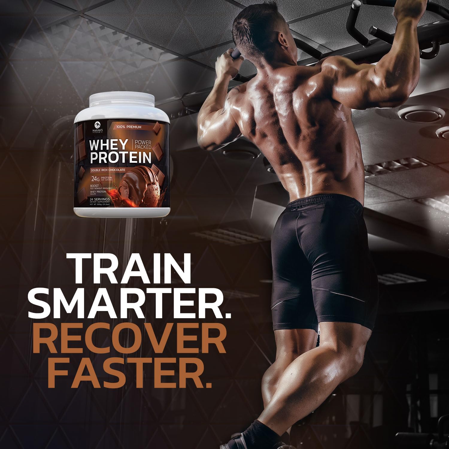 Nature's Premium 100% Whey Protein Powder, 24g of Protein, Double Rich Chocolate - Maple Wellness Supplements