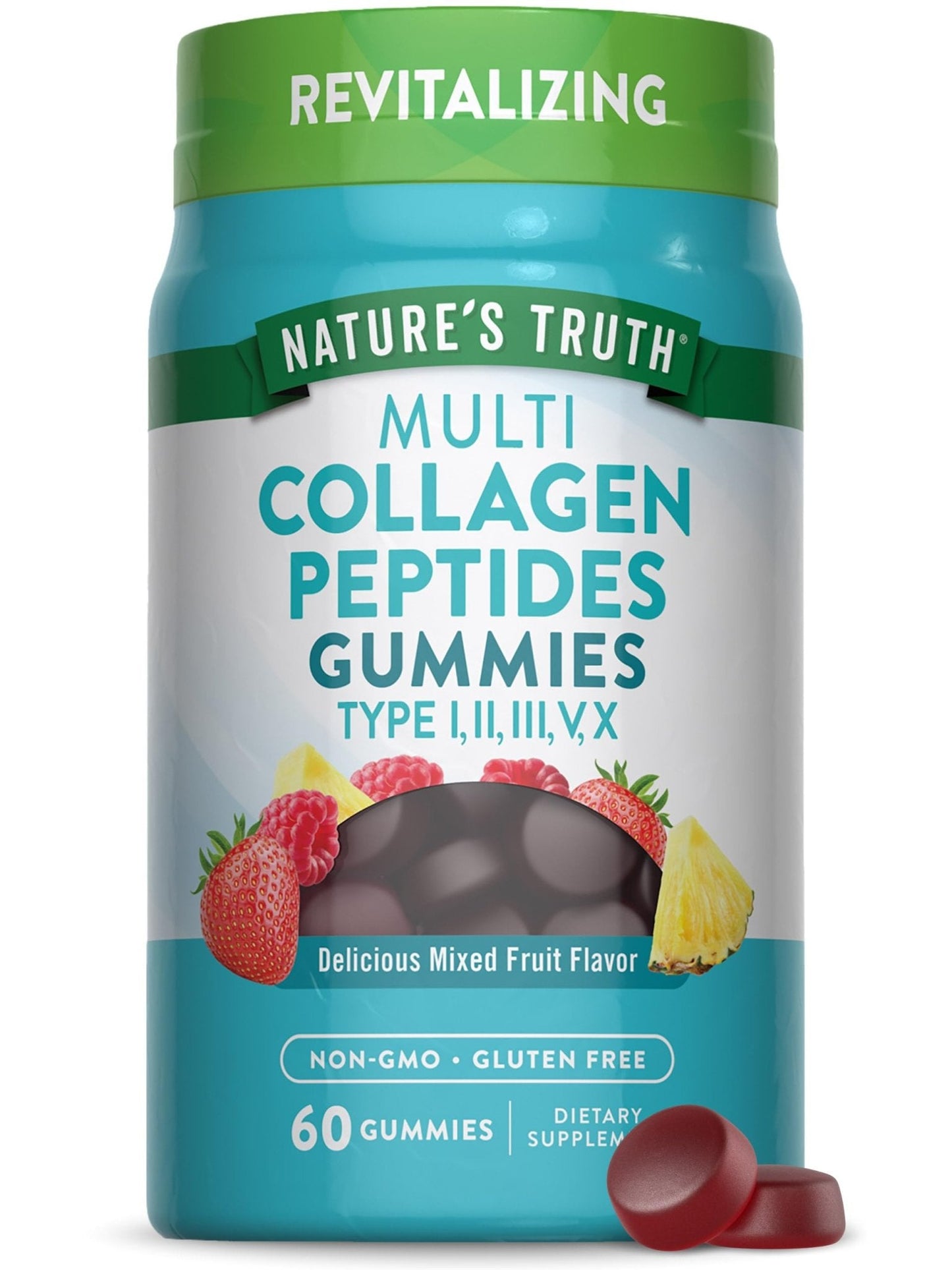 Nature's Truth Multi Collagen Gummies | Type I, II, III, V, X | 60 Count | Non-GMO & Gluten Free Complex Supplement | Mixed Fruit Flavor - Maple Wellness Supplements
