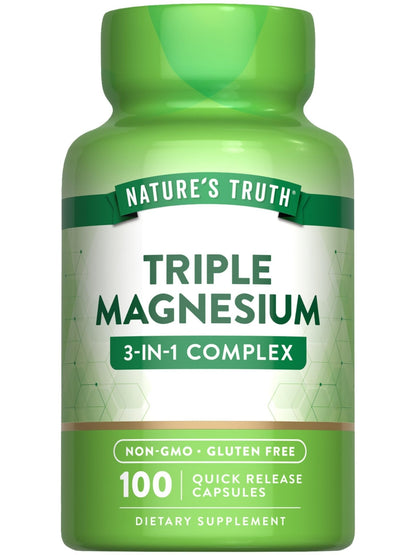 Nature's Truth Triple Magnesium Complex Supplement | 100 Capsules | 420 mg Magnesium Oxide, Citrate & Aspartate | Non-GMO & Gluten Free - Maple Wellness Supplements