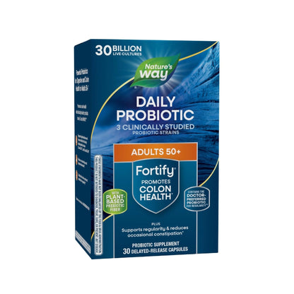 Nature's Way Fortify 50+ Daily Probiotic for Men & Women, 30 Billion Live Cultures, Colon, Digestive, and Immune Health Support* Supplement, 30 Capsules - Maple Wellness Supplements